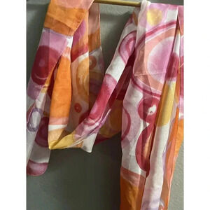 Women’s Scarf Orange and Pink Circle Print Rectangle